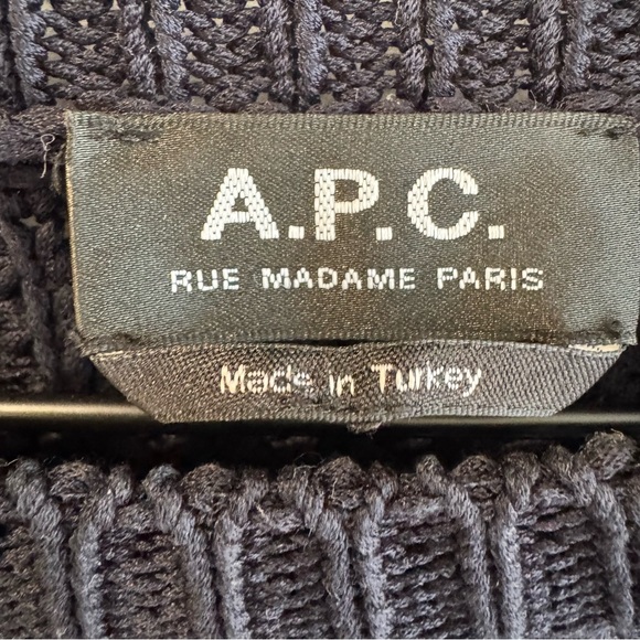 APC Black 100% Cotton Waffle Knit Crewneck Sweater Large - Picture 2 of 4